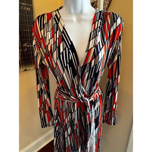 Gorgeous S-Twelve wrap dress size medium long sleeves striped - Picture 3 of 4